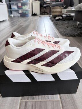 Women's adidas Adizero EVO SL SE Running Shoes - Valentine's Day Off White/Red